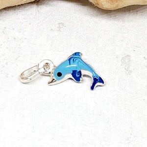 925 GENUINE Sterling Silver TINY Dolphin Charm, Hand Painted Dolphin Charm, Silver Puffy Dolphin Charm, Silver Marine Jewelry, Ocean Jewelry