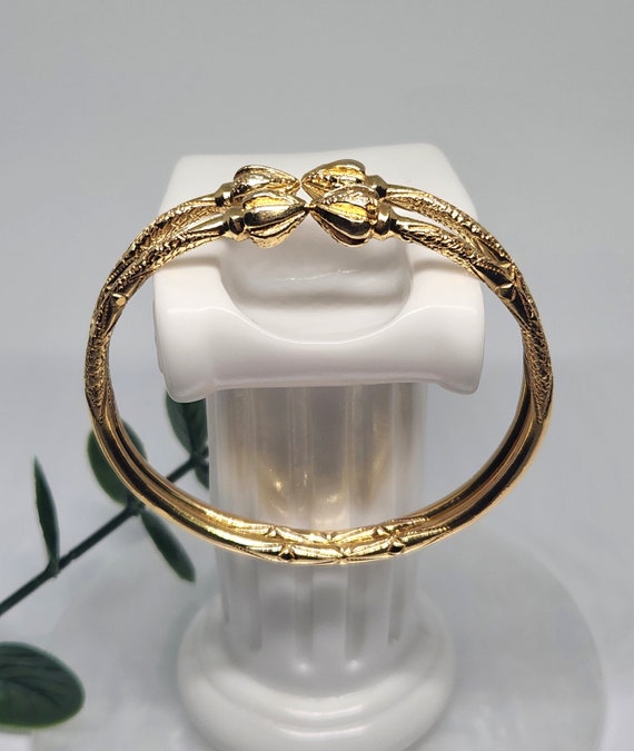 10K Genuine Gold VINTAGE Bangles, Cocoa Head Brac… - image 4