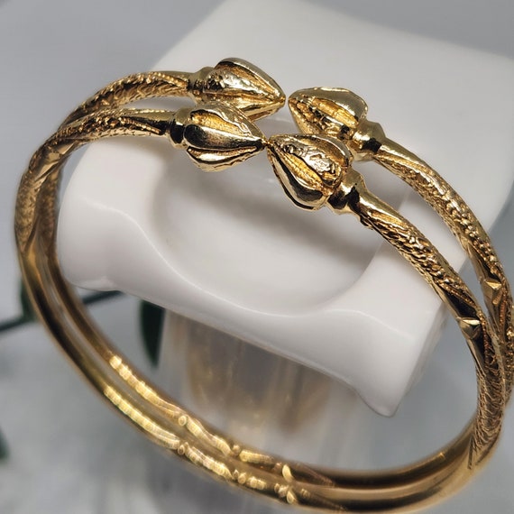 10K Genuine Gold VINTAGE Bangles, Cocoa Head Brac… - image 2