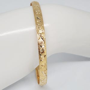10K Yellow Gold Bangle, Gold Grape Head Bracelet, Gold Hand Carved ...