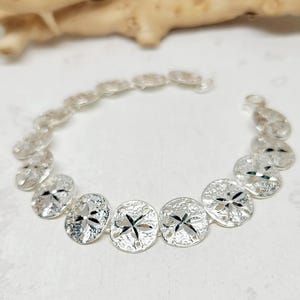 925 GENUINE Sterling Silver Sand Dollar Bracelet, Silver Ocean Jewelry, Silver Sea Shell Jewelry, Nautical Bracelet, Summer Jewelry, 7&quot;