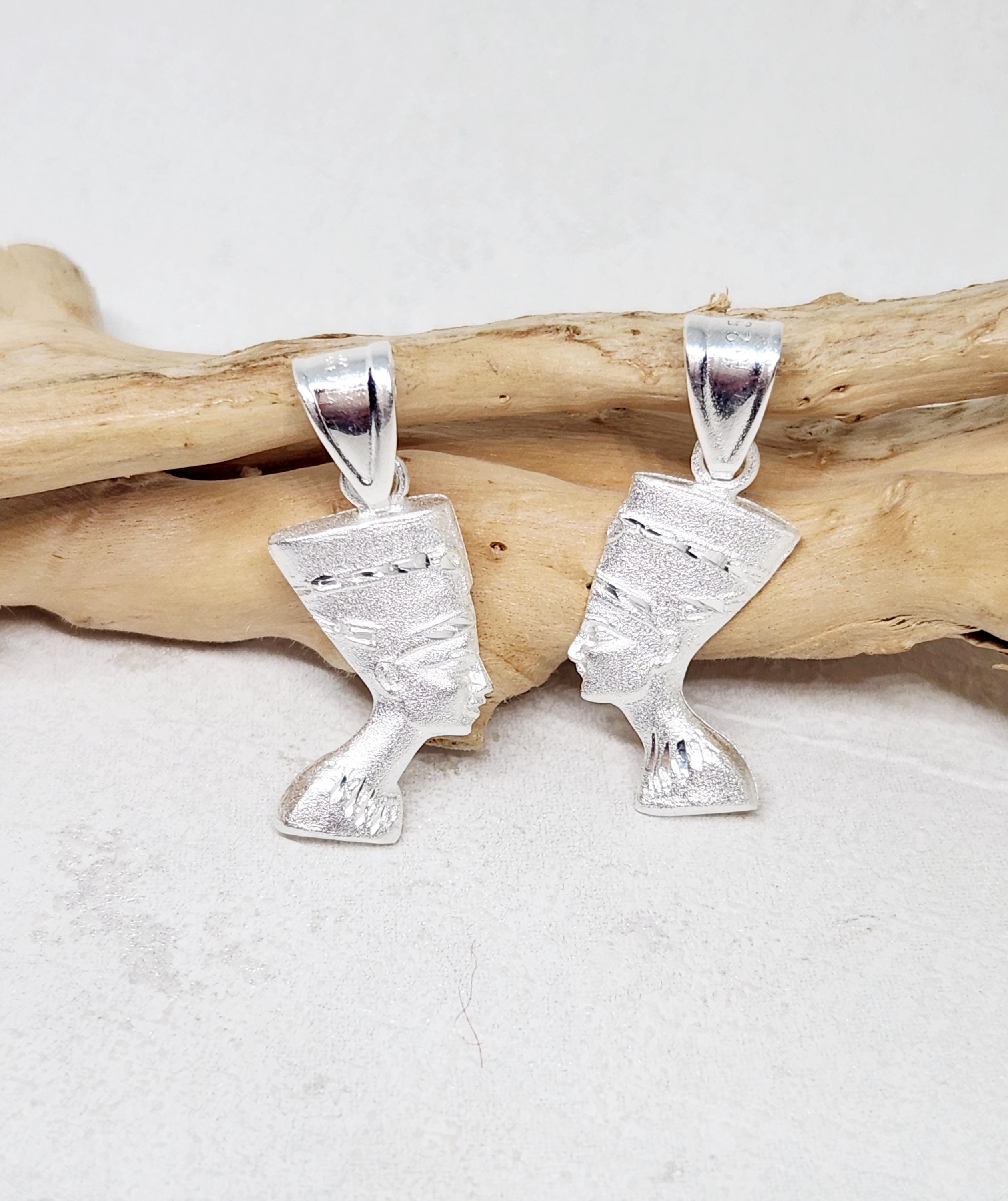 Pendentif Nefertiti En Argent Sterling 900 - Bijou Vintage En Bon état