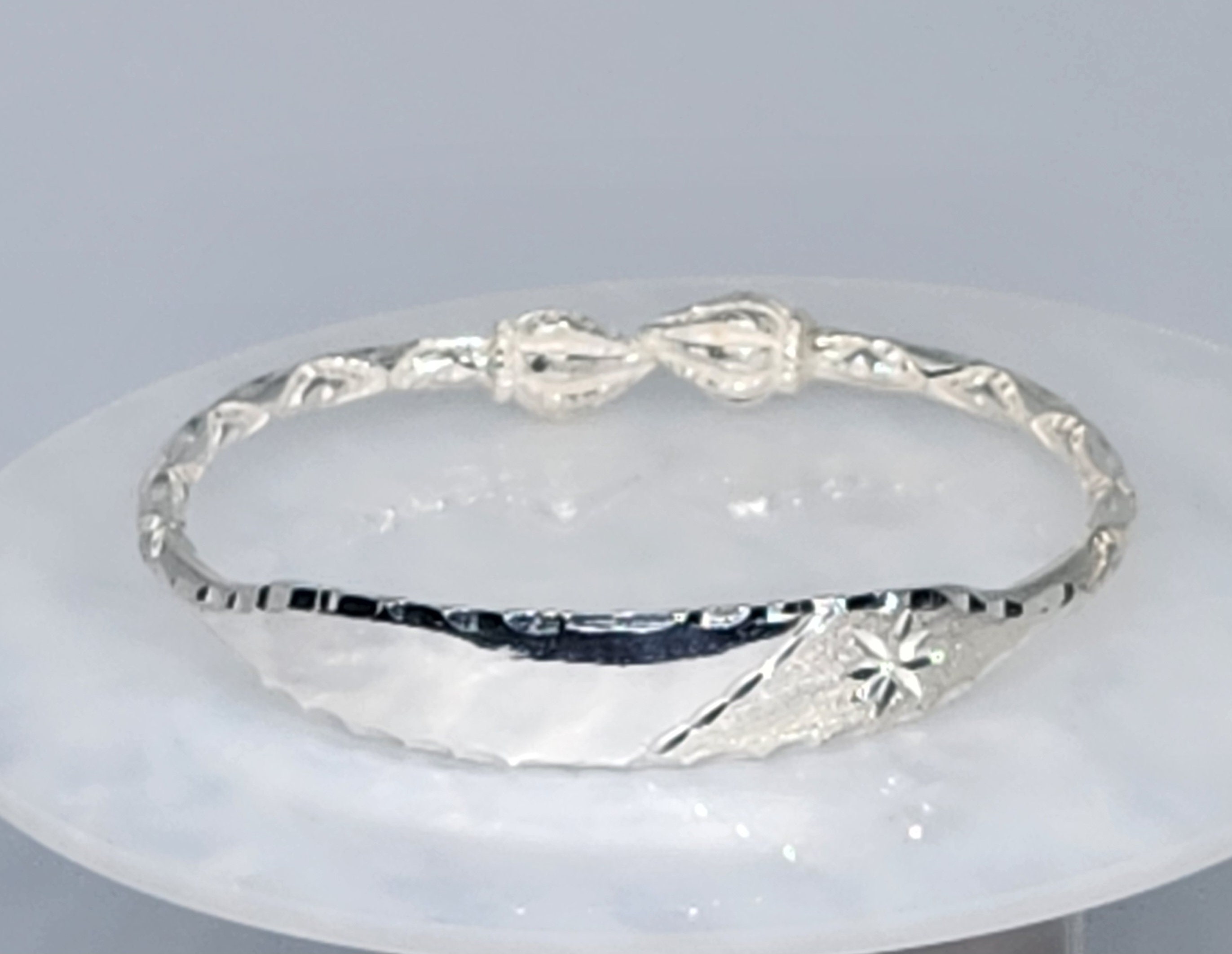 925 GENUINE Sterling Silver ID Bracelet, Solid Bangle, Silver