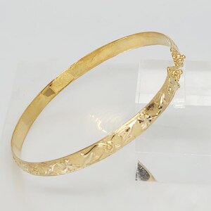 10K Yellow Gold Bangle, Gold Grape Head Bracelet, Gold Hand Carved ...