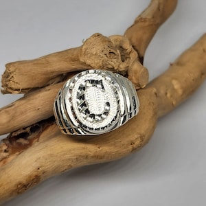 Bague lettre en argent sterling véritable 925, bague homme en argent, bague initiale en argent, cadeau pour mari, bague lettre B, bague lettre C, bague lettre K