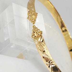 10K Yellow Gold Bangle, Gold Grape Head Bracelet, Gold Hand Carved ...
