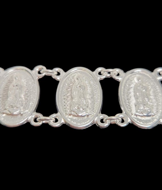 925 純正スターリングシルバー メダリオンブレスレット、グアダルーペ