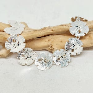 925 GENUINE Sterling Silver Sand Dollar Bracelet, Silver Ocean Jewelry, Silver Sea Shell Jewelry, Nautical Bracelet,  Summer Jewelry, 7 1/2&quot;