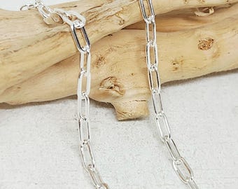 925 GENUINE STERLING SILVER Paperclip Anklet, Adjustable Silver Anklet, Silver Ladies Anklet, Gift for her, Anklet Jewelry, 9" - 11" long