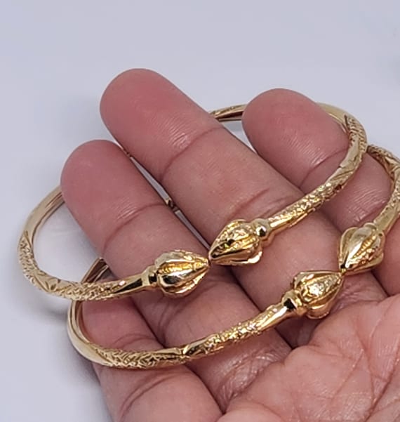 10K Genuine Gold VINTAGE Bangles, Cocoa Head Brac… - image 9
