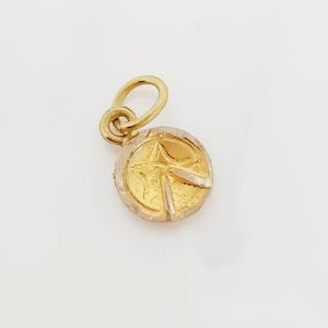 10K Yellow Gold TINY Steel Pan Charm, Dimensional Steel Drum, Island Jewelry, West Indian Jewelry, Gold Pan Charm, Gold Steel Drum, 6mm diam