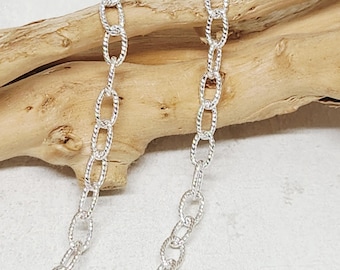 Collana a catena con graffetta piatta in argento in acciaio