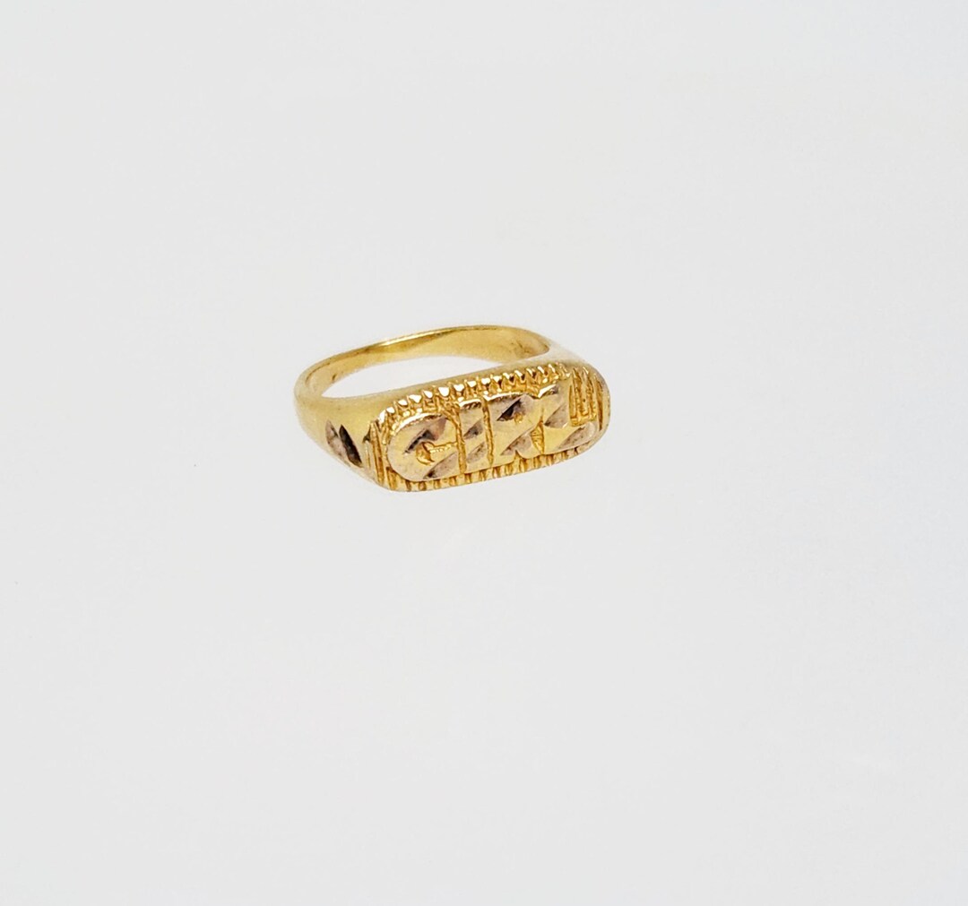 10K Yellow Gold VINTAGE BABY Ring, Tiny Gold Ring, GIRL Baby Ring, Baby ...