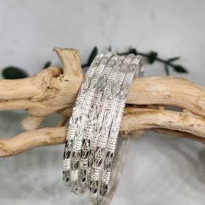 925 GENUINE Sterling Silver SOLID Bangles, Silver Patterned Jingles, Hand Carved Bangles, West Indian Jewelry, Bridal Gift, 3MM width