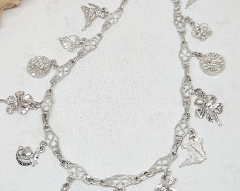 925 Sterling Silver VINTAGE Charm Anklet, Silver Island Anklet, Caribbean Charm Anklet, West Indian Jewelry, Trinidad Anklet, 10" length