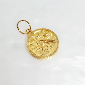 10K Yellow Gold VINTAGE Steel Pan Charm, Gold Pan Charm, Dimensional Steel Drum, West Indian Jewelry, Gold Musical Instrument, 15MM x 15MM