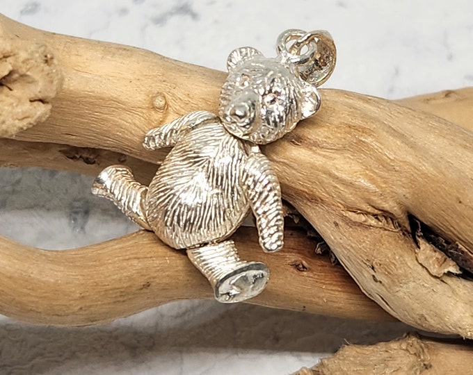 925 Genuine Sterling Silver Bear, Silver Bear Pendant, Solid Bear, 3D ...