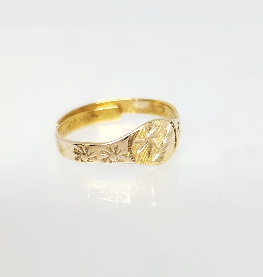 Babo Rind 10K Yellow Gold VINTAGE BABY Ring, Tiny Gold Ring, Adjustable Baby Ring ...