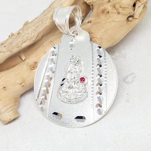 925 GENUINE STERLING SILVER Saint Barbara Charm, Silver Religious Charm, Silver St. Barbara Medallion, Religious Gift, Round St. Barbara