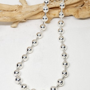 925 GENUINE Sterling Silver Ball Necklace, Solid Ball Necklace, Solid Silver Necklace, Extra Long Ball Necklace, Thick Ball Necklace, 24&quot;