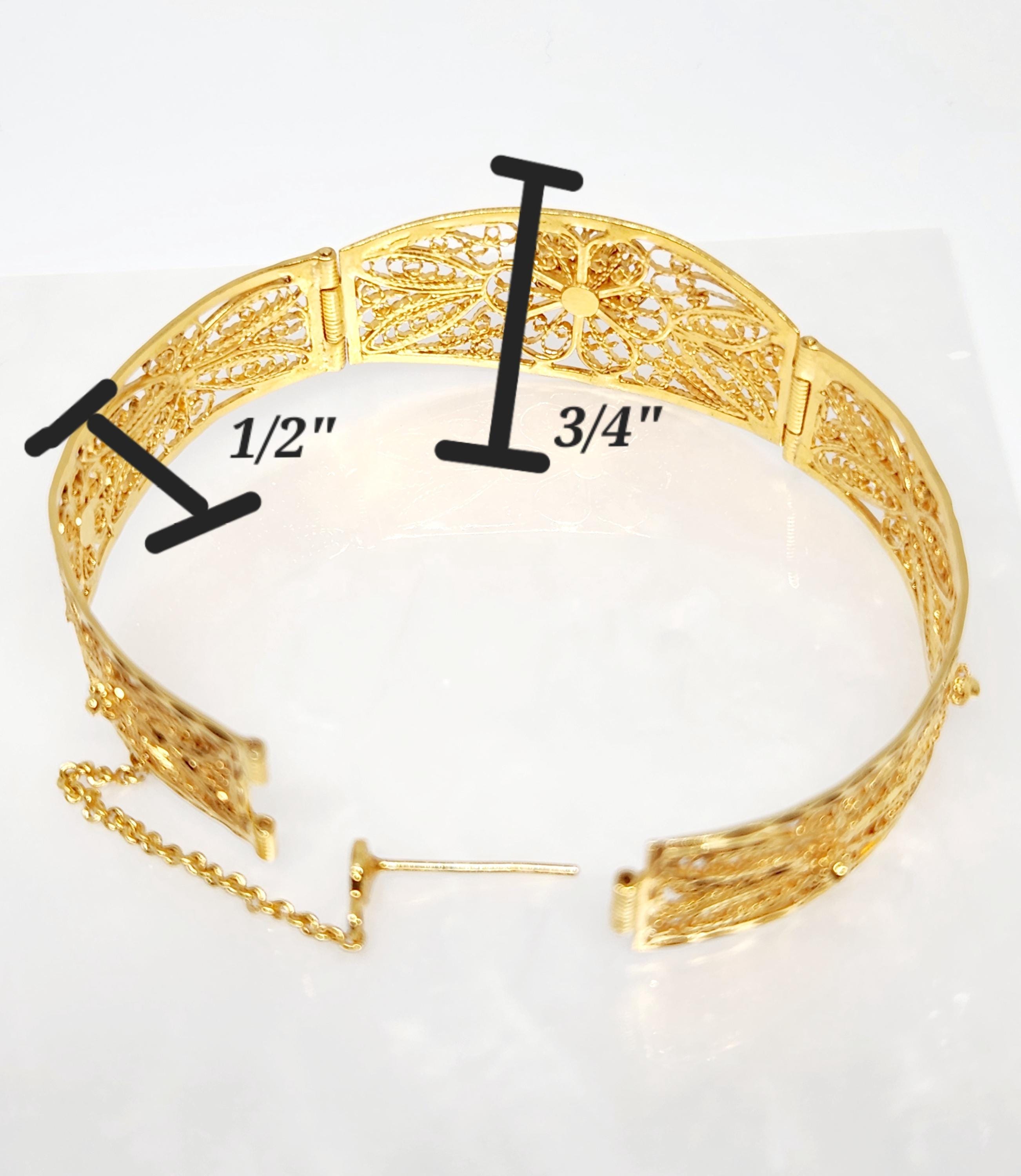 Braccialetto floreale in argento ossidato - Braccialetto boho in ottone fatto a mano - Italia