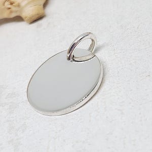 925 GENUINE STERLING Silver Circle Charm, Silver Mirror Charm, Silver Geometric Charm, Silver Disc Charm, Engraveable Charm, 21mm diamater