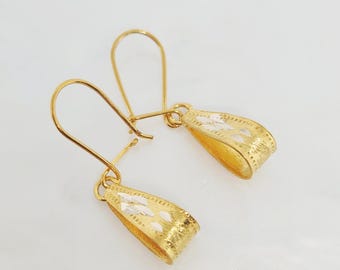 Boucles D'oreilles Pendantes Nœud Antillais - Plaqué Or 750/000 - Neuves Avec étiquettes