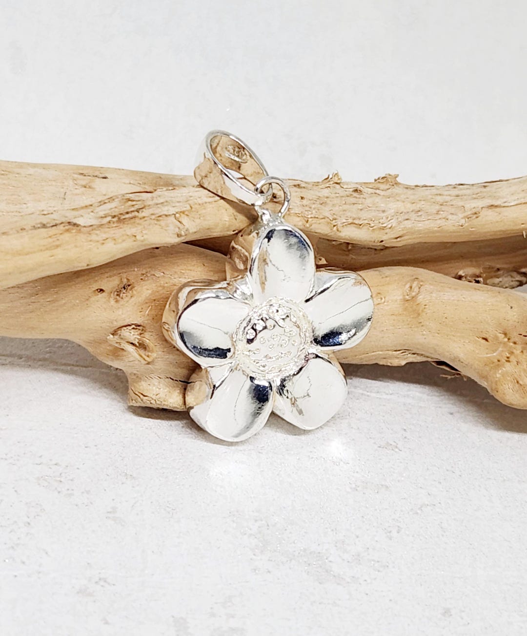 925 GENUINE STERLING SILVER Flower Charm, Silver Puffy Flower Pendant ...