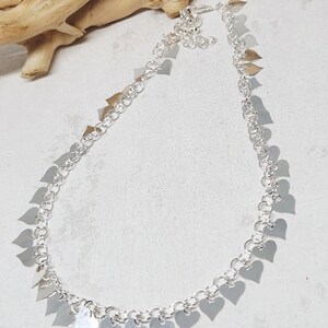 Tobillera con dije de plata de ley 925 auténtica, tobillera con corazón de plata, tobillera de plata para mujer, joyería de corazón, joyería para tobillo, regalo para ella, 10-11" de largo