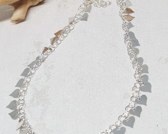 925 GENUINE Sterling Silver Charm Anklet, Silver Heart Anklet, Silver Ladies Anklet, Heart Jewelry, Anklet Jewelry, Gift for her,10-11" long