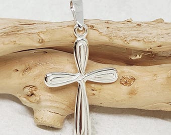Colgante de cruz de plata de ley 925 auténtica, colgante religioso, colgante de cruz maciza, cruz lisa, joyería de cruz, cruz de tamaño mediano, 2,5 cm de largo