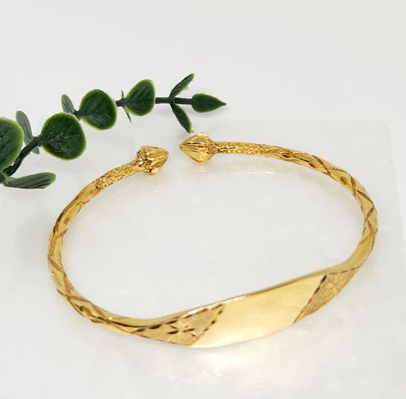 Rare Vintage St. John Gold tone Black Onyx Bangle Clamper
