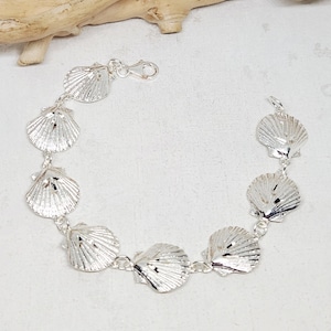 925 Echt Sterling Silber Muschel Armband, Silber Ocean Schmuck, Silber Muschel Schmuck, Nautik Armband, Sommer Schmuck, 18 1/4 "Länge
