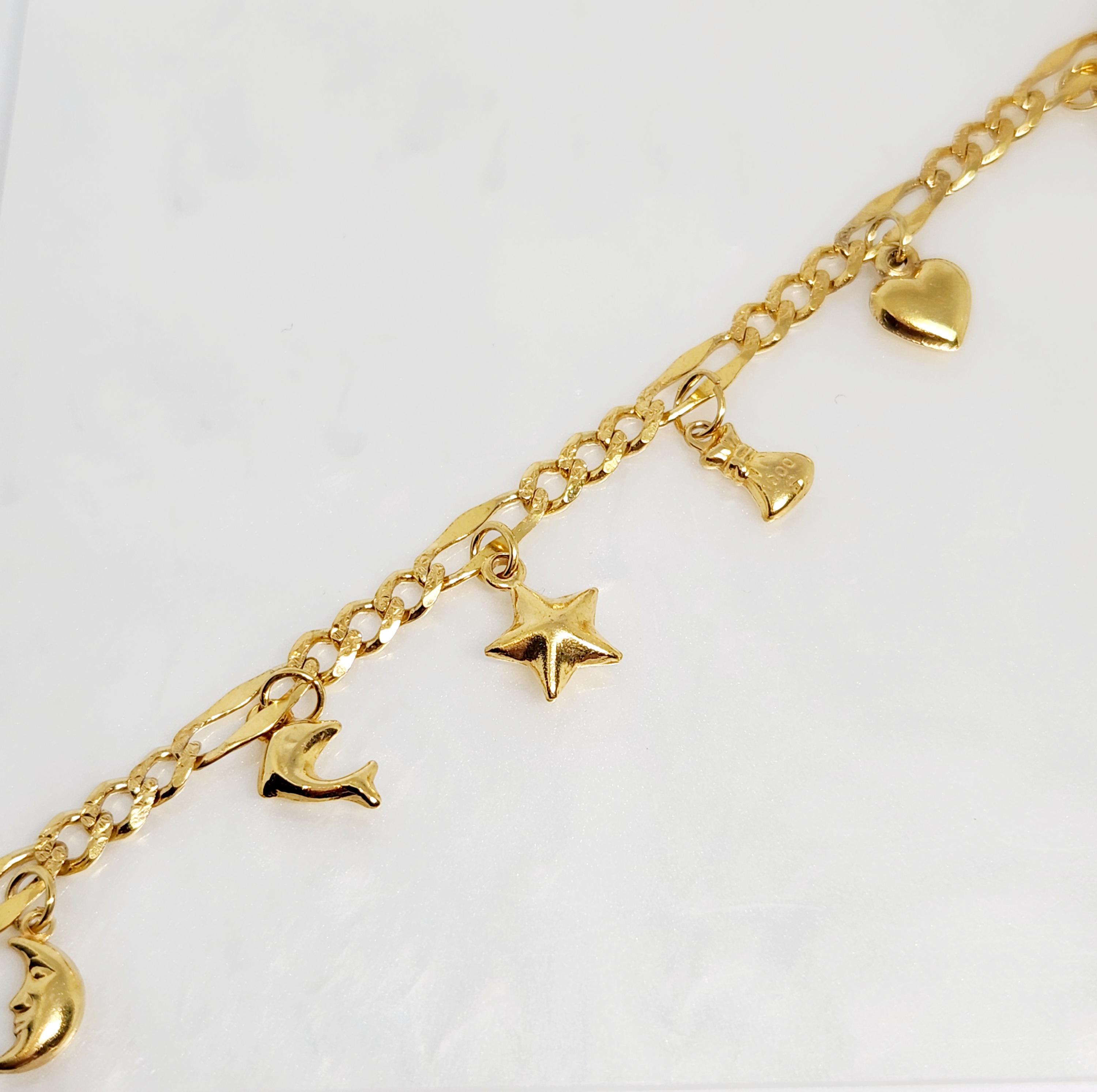 アクセサリー vintage Figaro chin charm bracelet Vintage Sterling Silver Large Figaro Link Bracelet! Made in