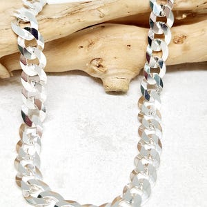 925 GENUINE Sterling Silver Curb Link Necklace, Solid Necklace, Thick Silver Necklace, Extra Long Necklace, Male Jewelry, 24&quot; long, 7mm wide