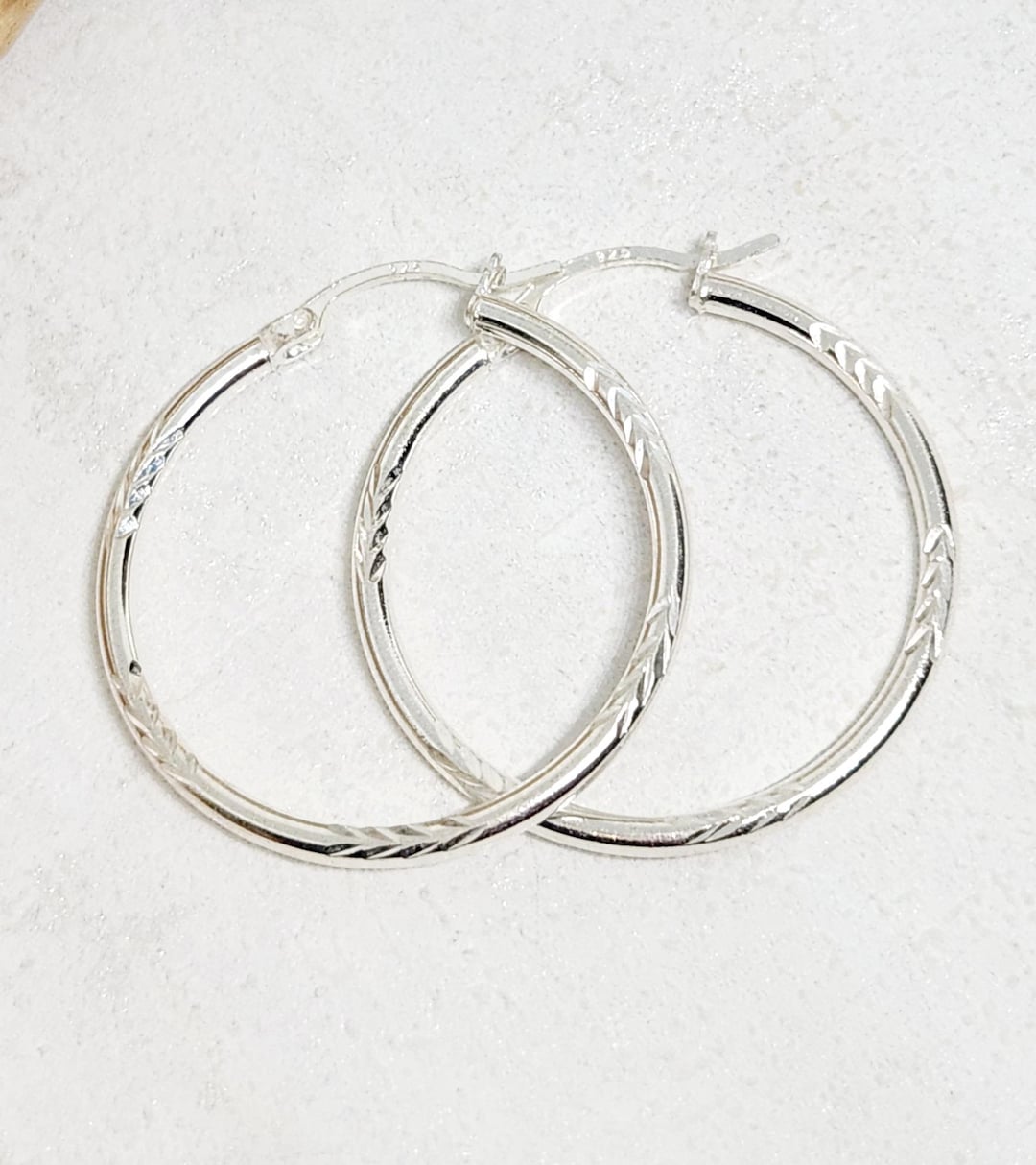 925 Genuine Sterling Silver Hoop Earrings, Silver Tubing, Silver ...
