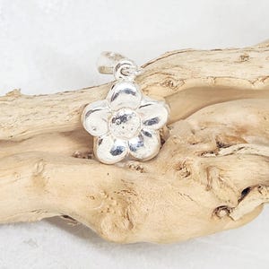 925 GENUINE STERLING SILVER Flower Charm, Silver Puffy Flower Pendant, Silver Flower Pendant, Floral Jewelry, Gift for friend, 14MM X 16MM