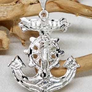 925 Echt Sterling Silber Groß Anker Anhänger, Silber Kruzifix Anhänger, religiöse Charme, Nautische Charme, männliche Schmuck, 1,5 &quot;x 1,3&quot;
