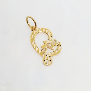 Dije de amor vintage de oro amarillo de 10 quilates, tallado a mano, regalo para esposa, regalo de San Valentín, joyería de las Indias Occidentales, 16 mm x 13 mm