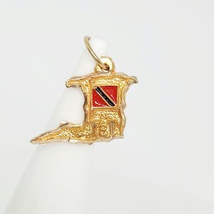 Pendentif petite carte en or véritable 10 carats, carte de Trinidad en or, carte T&T en or, pendentif drapeau de Trinidad en or, bijoux antillais, bijoux des Caraïbes