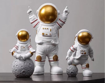 Statue d'astronaute en résine, Sculpture (3 pièces), décoration de bureau, cadeau d'astronaute