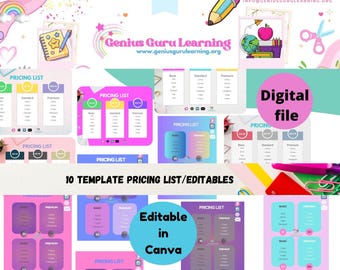 Editable Business Pricing List Template (Digital)