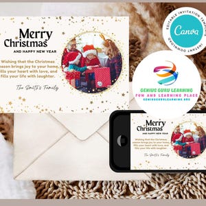 Bearbeitbare Weihnachtsfamilie Postkarte 5x7 'Zoll, Download bereit zum Drucken, sofort Download, Familie Urlaub Karten Printables zu Hause, Digital,