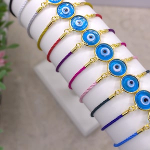 Gold Filled Evil Eye Bracelet/Evil Eye Jewelry/14K Gold Bracelet/Adjustable Bracelet/Evil Eye Talisman/LuckyBracelet/Good Luck Bracelet/Bulk