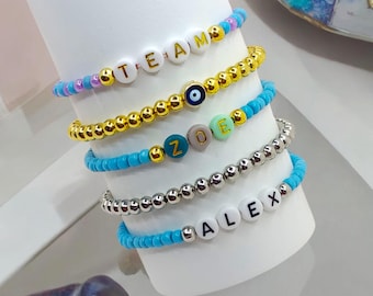 Custom Name Beaded Bracelet/Gifts for Sister/Women Bead Bracelet/Personalize Friendship Bead Bracelet/Mom Bracelet/Customizable Bulk Gift