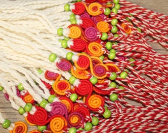 5 or 10 pieces of hand-made martenits from woolen yarn, for Baba Marta, martenits for health, martenits bracelets from Bulgaria, martenitsi