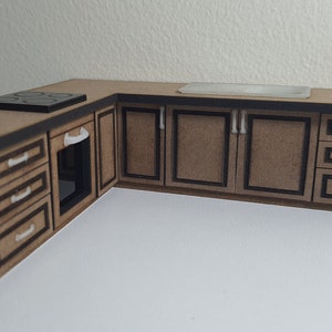 Miniature kitchen 1:24th scale miniature Dolls House Kitchen. This is a DIY kit.