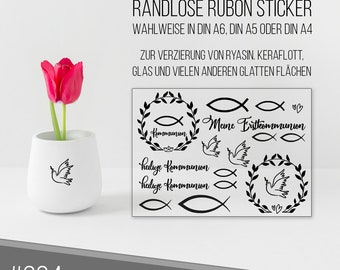 randlose Rub-on Sticker M304 Kommunion zur Dekoration von Raysin, Gips, Beton, Keraflott und vielen anderen glatten Flächen