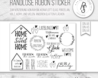 randlose Rub-on Sticker M211 Home sweet home, zuhause zur Dekoration von Raysin, Gips, Beton, Keraflott und vielen anderen glatten Flächen