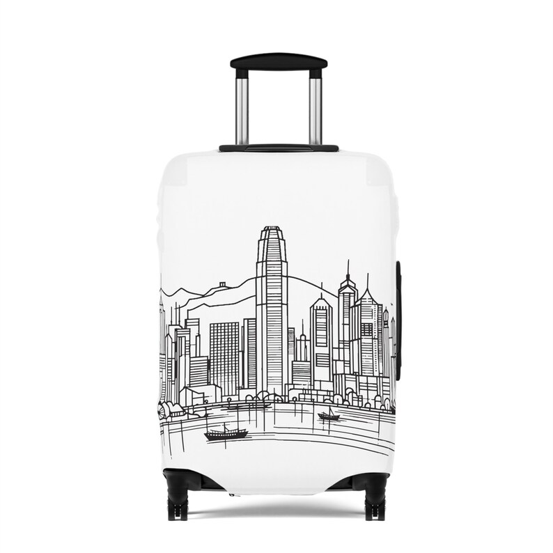 Cubist Style Hong Kong Skyline Stylish Suitcase Protective Cover